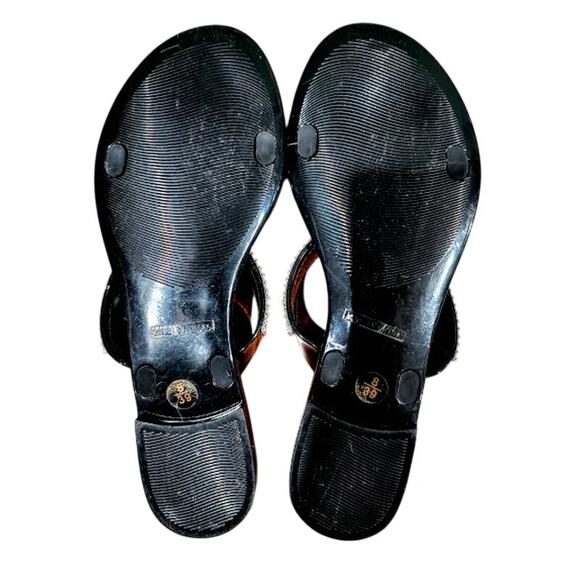 Bamboo Sandals with Sparkly Straps, Black, Silver, Size 8 - Picture 6 of 7